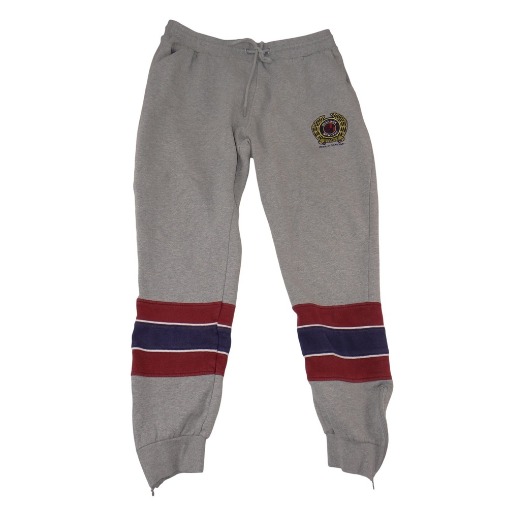 Staple Pigeon Mens XL Gray Striped Fleece Jogger Sweatpants Ankle Zip